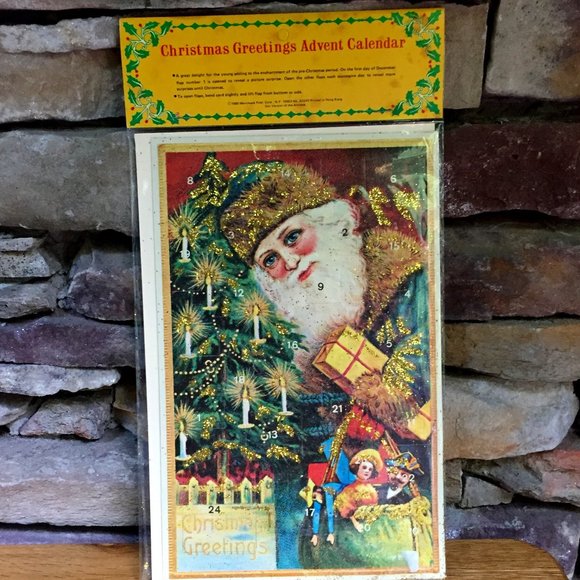 VTG Advent Calendar Christmas Paper 1980 New NWOT - Picture 1 of 8